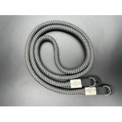 Hyperion X Dark Grey Rope - Black Leather Camera Strap - Silver X 120 cm