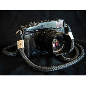 Hyperion X Dark Grey Rope - Black Leather Camera Strap - Silver X 120 cm
