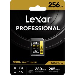 Lexar Pro 1800x SDXC U3 V60 UHS-II R280/W205 256GB