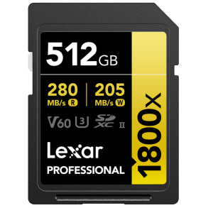 Lexar SDXC Pro 1800x U3 UHS-II R280/W210 (V60) 512GB