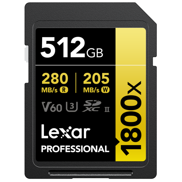 Lexar SDXC Pro 1800x U3 UHS-II R280/W210 (V60) 512GB