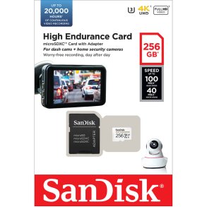 SANDISK MicroSDXC 256GB High Endurance med adapter