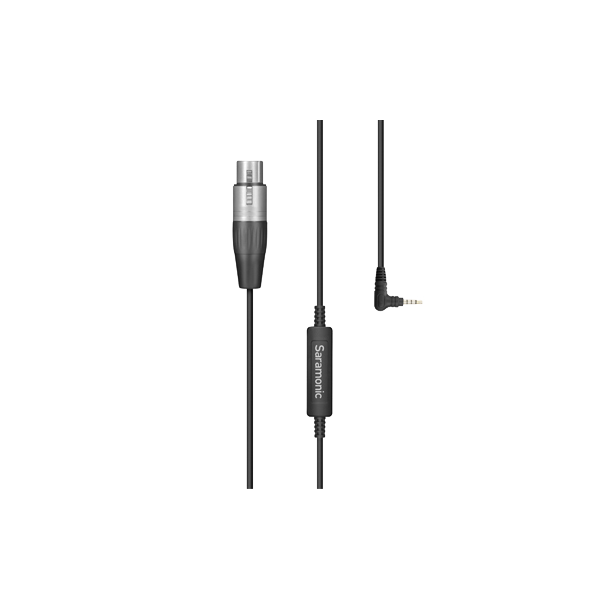 Saramonic SR-XLR35 (connect microphone with XLR ouput to camera/phone 3.5mm audio input)