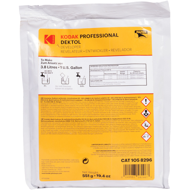 Kodak Professional Dektol Paper Developer Powder To Make 3.8L