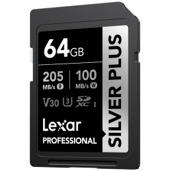 Lexar SDXC Professional SILVER Plus UHS-I/U3/A2/4K R205/W100 (V30) 64GB