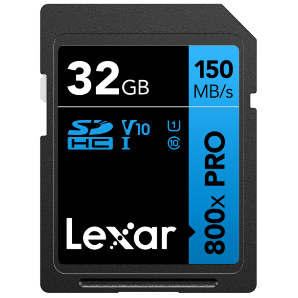 Lexar SDHC 800x Pro UHS-I cards, C10 (V10) U1, R150, 32GB
