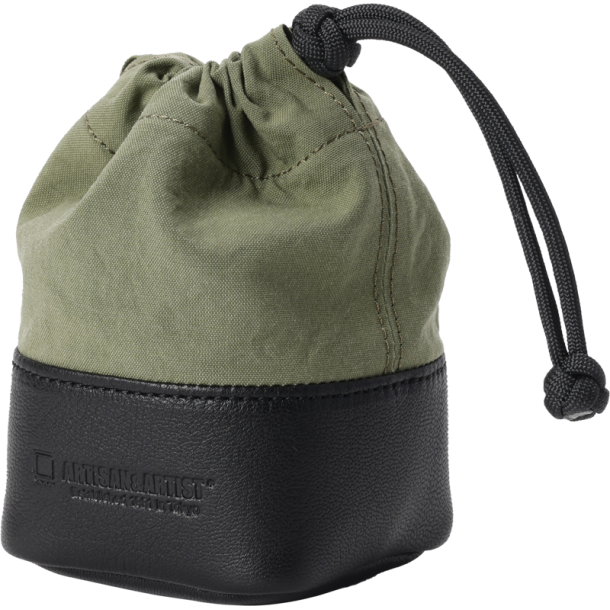 Artisan &amp; Artist | ACAM-LP120 | Fabric and Leather Lens Pouch (S) Khaki/Black