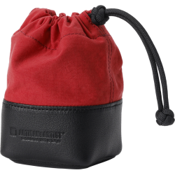 Artisan &amp; Artist | ACAM-LP120 | Fabric and Leather Lens Pouch (S) Red/Black