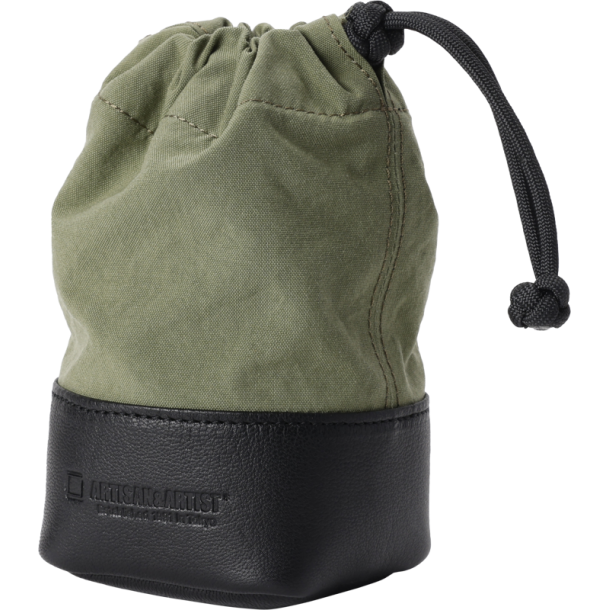 Artisan &amp; Artist | ACAM-LP140 | Fabric and Leather Lens Pouch (M) Khaki/Black