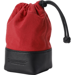 Artisan &amp; Artist | ACAM-LP140 | Fabric and Leather Lens Pouch (M) Red/Black