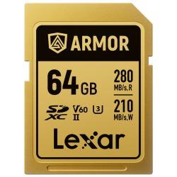 Lexar SDXC ARMOR Gold UHS-II U3, Stainless Steel, IP68 R280/W210 (V60) 64GB