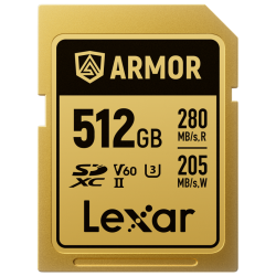 Lexar SDXC ARMOR Gold UHS-II U3, Stainless Steel, IP68 R280/W210 (V60) 512GB