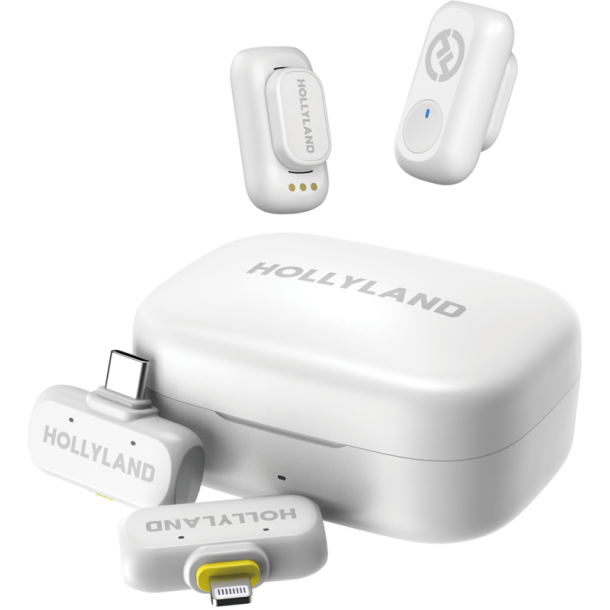 Hollyland LARK A1 Combo Ivory White, with USB-C RX + Lightning RX + Charging Case