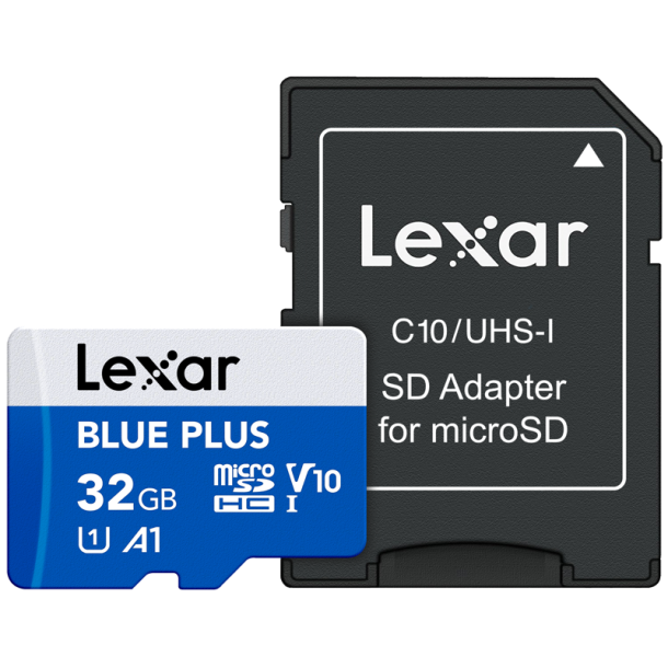Lexar microSDHC Blue Plus UHS-I with SD adapter, up to 100MB/s read C10/A1/U1 (V10) 32