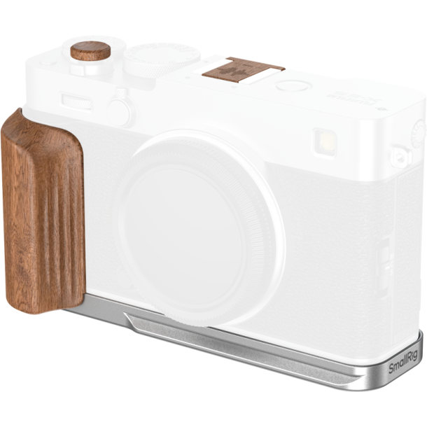 SmallRig 5984 L-Shaped Mount Plate with Wooden Handle for FUJIFILM X-E5 (Rosewood, Silver)