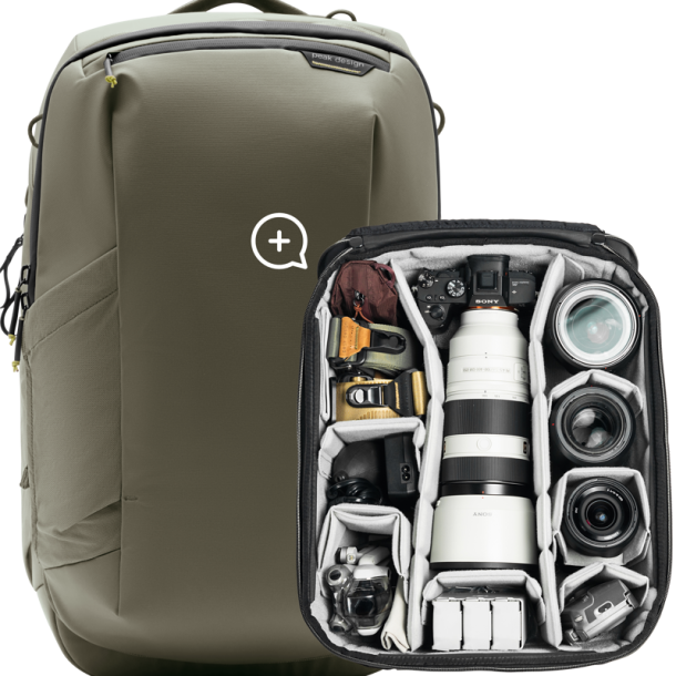 Peak Design Travel Backpack 2-in-1 40L w/ Camera Cube (X-Large) I Stone