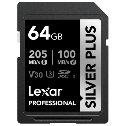 Lexar SDXC Professional SILVER Plus UHS-I/U3/A2/4K R205/W100 (V30) 64GB