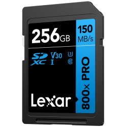 Lexar SDXC 800x Pro UHS-I cards, C10 (V30) U3, R150/W45, 256GB