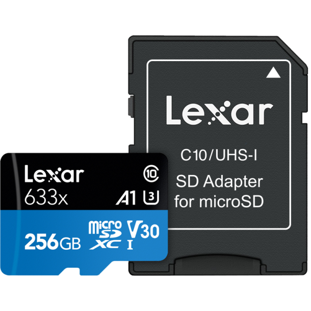 Lexar 633X microSDHC/SDXC w/adap V30 R100/W45 256GB