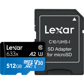 Lexar microSDXC 633x UHS-I/A2/U3/10 R100/W45MB (V30) 512GB