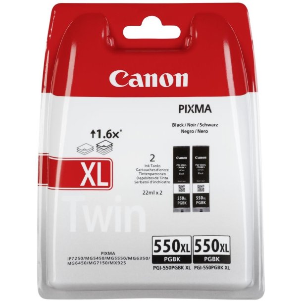 Canon PGI-550PGBK XL Sort - Dobbeltpakke