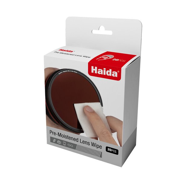 Haida Pre-Moistened Lens Wipes 20 stk.