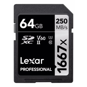 Lexar Pro SDXC 64GB UHS-II U3 (V60) 250MB/s (1667X)