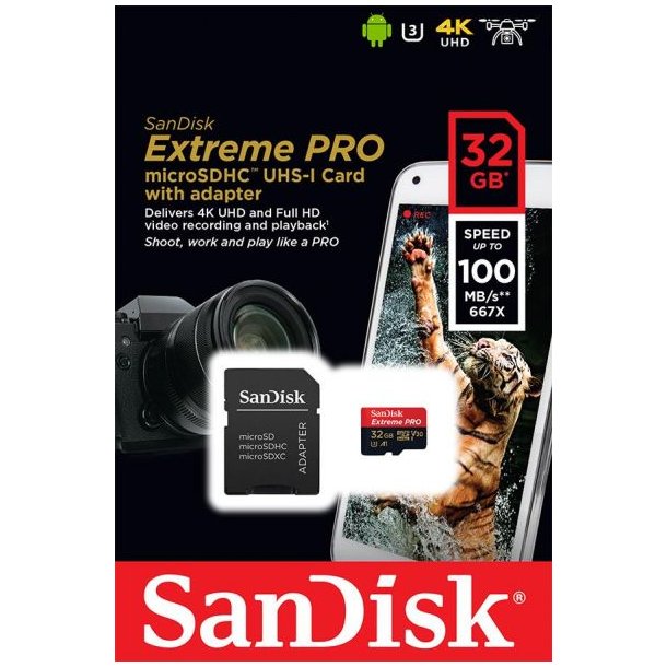 SanDisk Extreme Pro MicroSDHC 32GB - 100mb/sec A1