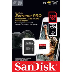 SanDisk Extreme Pro MicroSDXC 256GB - 200mb/sec A2