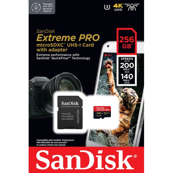 SanDisk Extreme Pro MicroSDXC 256GB - 200mb/sec A2