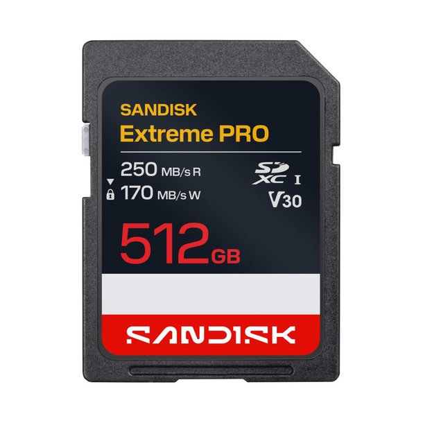 SanDisk 512 GB SDXC- Extreme PRO UHS-IR250MB/s/W170MB/s 4K UHD
