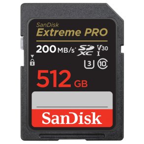 SanDisk 512 GB SDXC ExtremePro 200MB/s V30 UHS-I U3 Class 10