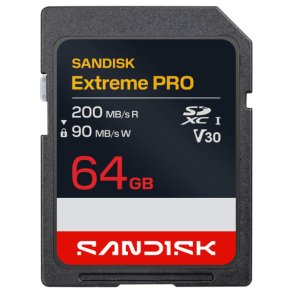 SanDisk 64 GB SDXC- Extreme PRO UHS-I U3 R200MB/s/W90MB/s 4K UHD