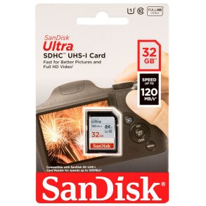 Sandisk Ultra SDHC UHS-I 32GB - 120mb/sec.